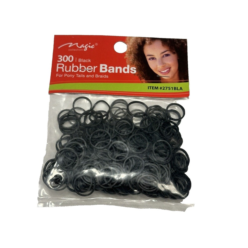 magic 300 count black hair rubber bands‎